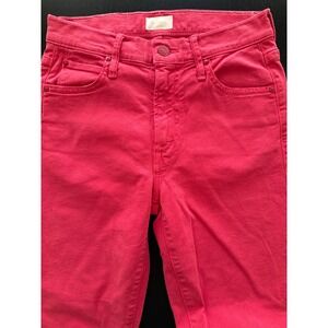 Mother Skinny Ankle Jeans Womens 24 Fuchsia Pink Mid-Rise Cotton Stretch Denim